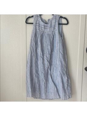 Madewell Size S Blue White Striped Sleeveless Mini Dress Textured Crinkle Gauze